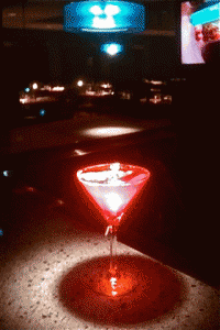 crowne---red Spot lit red martini glasses