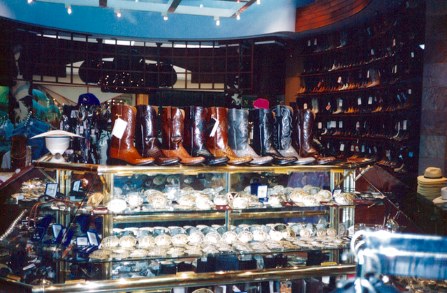 visual merchandising display of boots