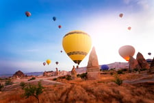 Hot-air balloons taking flight