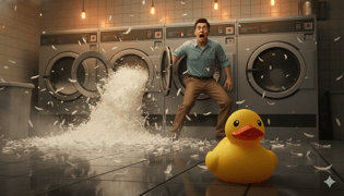 commercial washer with hot steamy feather come out