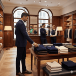 man in men's store using chatgpt