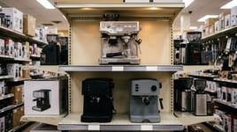 espresso machines on display in store