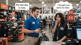 a young associate quits a retail manager