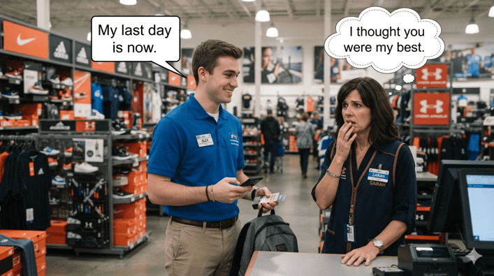 a young associate quits a retail manager