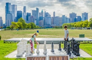 live chessboard in park