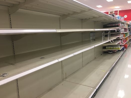 empty shelves in a store