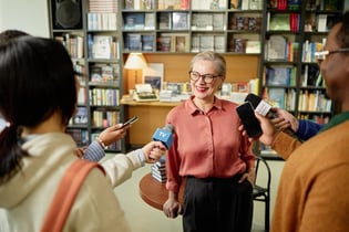 business owner being interviewed