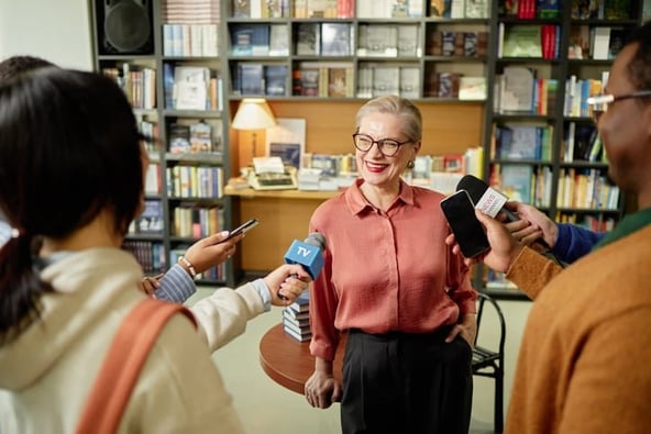 business owner being interviewed