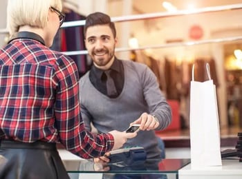 Salesman selling to customer