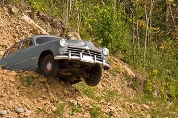 car going off a cliff