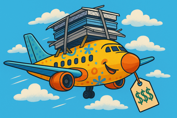 a plane carrying mattresses 