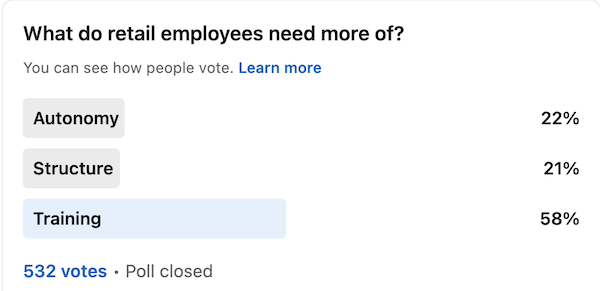 poll what do employees need more of trainign