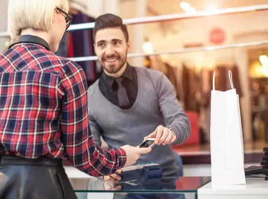 Salesman selling to customer
